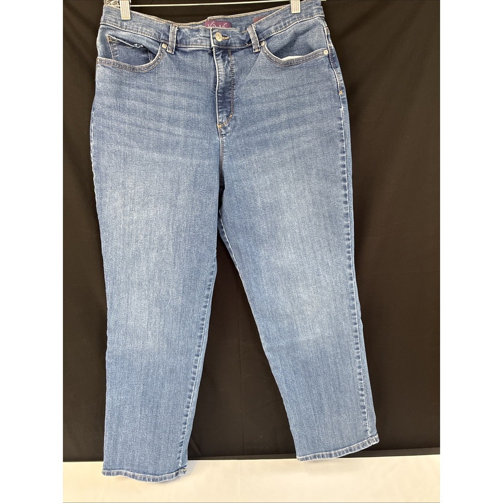 Gloria Vanderbilt Jeans Womens 16 Blue High Rise Amanda Raw Hem Straight Stretch